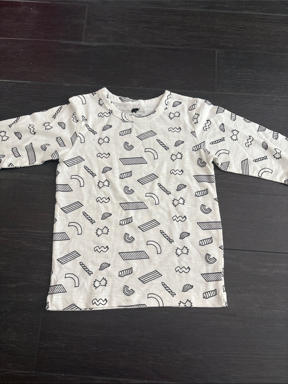 Unbranded Kids Long-Sleeve Graphic Tee - White with Black Shapes